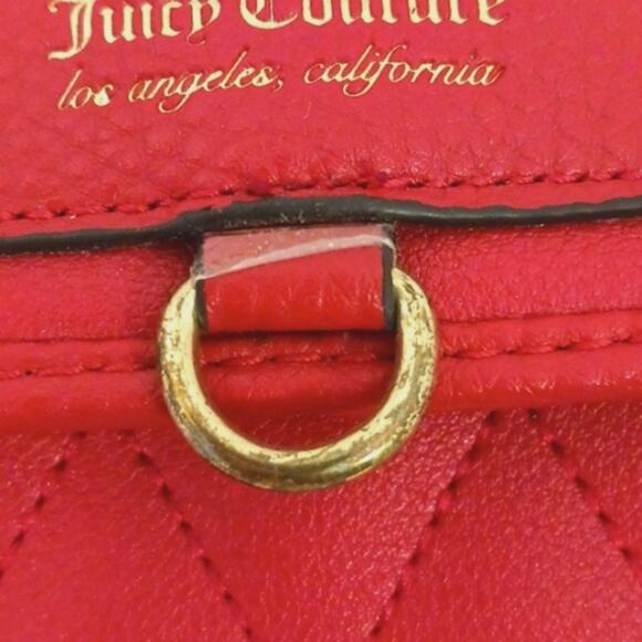 Y2K Juicy Couture Quilted Leather Long Wallet chain Heart Charm Barbiecore VNTG - Picture 10 of 16